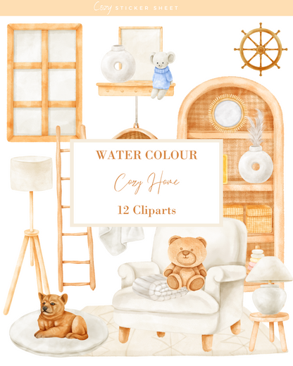 WaterColor Cozy Home, Clipart